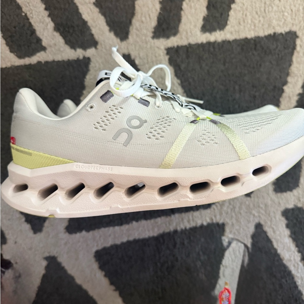 On Running Women's White and Lime Athletic Shoes